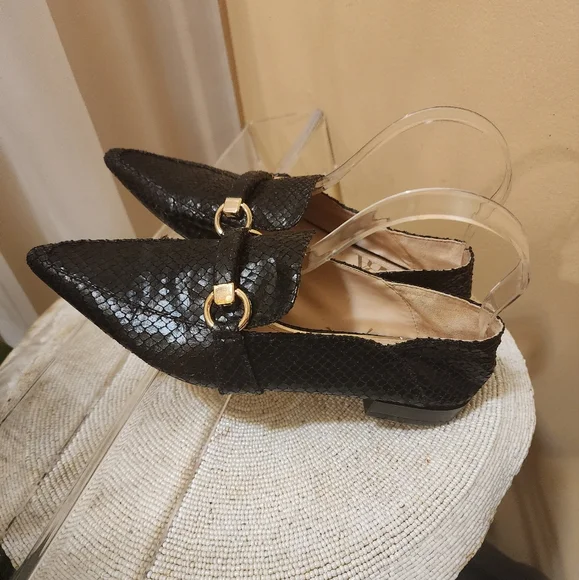 Zara women black  smart leather loafers size 37 us 6.5.New condition. - Picture 2 of 9